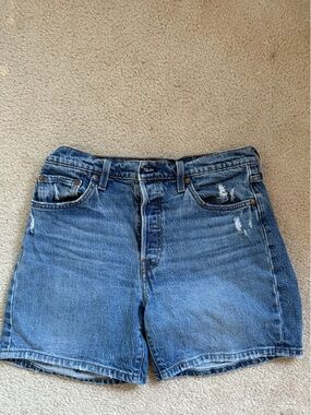 Levi's Mid Blue High Waist Denim Shorts